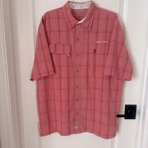 Salt Life Men's Coral Plaid Button Down Shirt